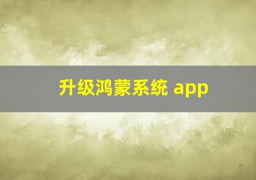 升级鸿蒙系统 app